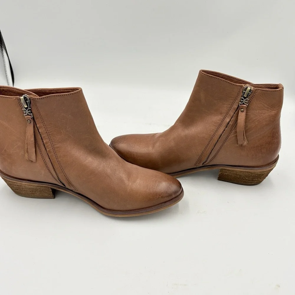 Sam Edelman Petty saddle brown leather ankle boots‎ size 5.5 side zip